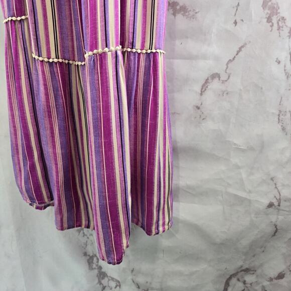 Anthropologie Dress Womens Small Purple Striped Maxi Boho Cover Up Tiered - Picture 5 of 15